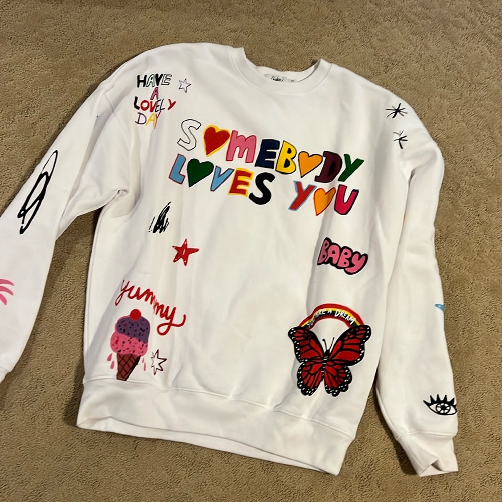 Mayfair Grouo “somebody loves you” sweatshirt. Never worn. One size.